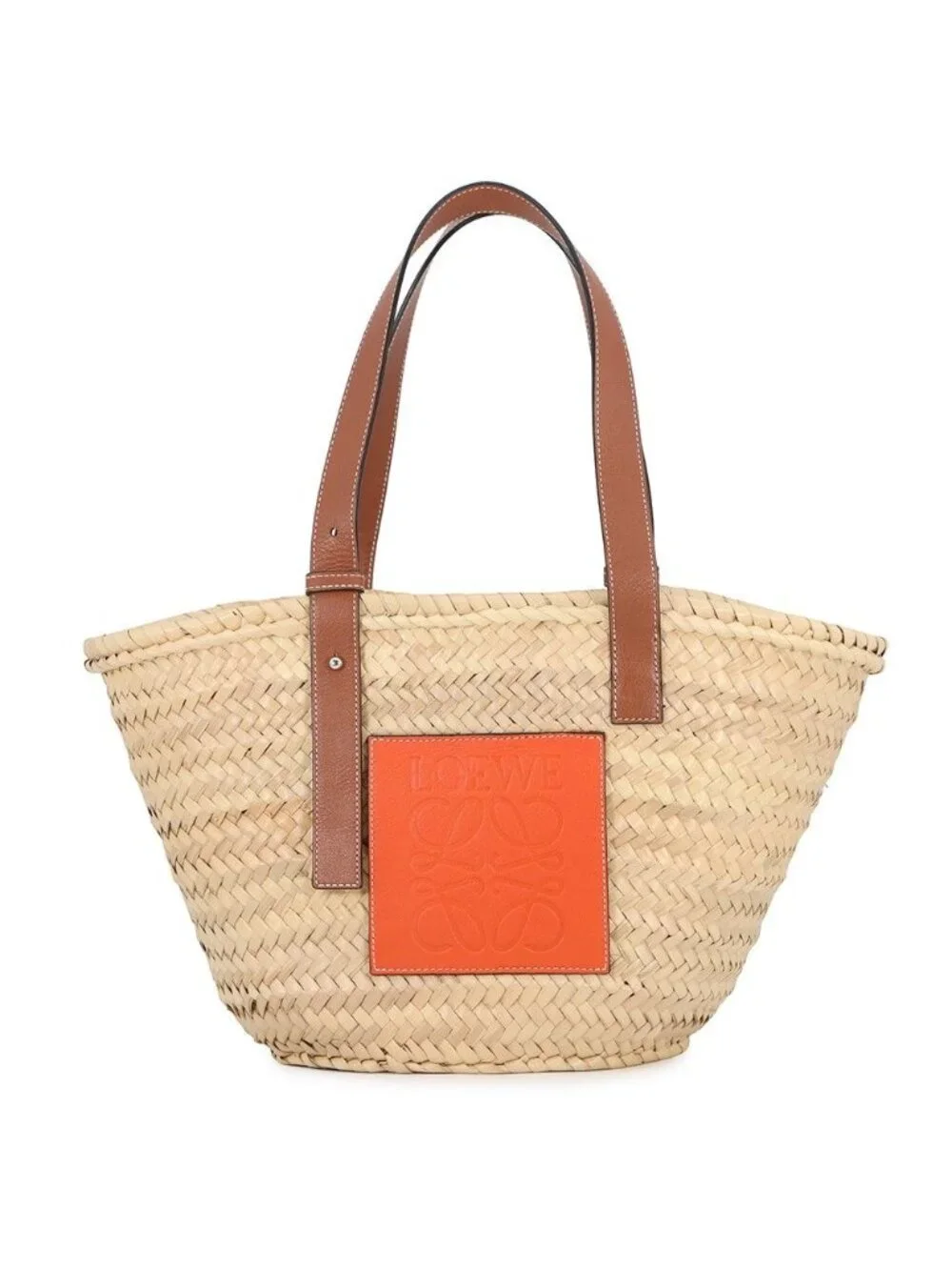 Loewe Tote Anagram Raffia Leather Basket